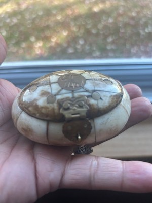 Rare 1970s Camel Bone Trinket Jewelry Box w/Brass Clasp, Velvet Inlay Handmade