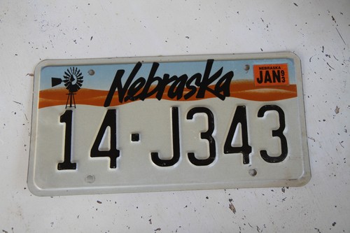 1993 Nebraska License Plate, 14-J343, Adams County