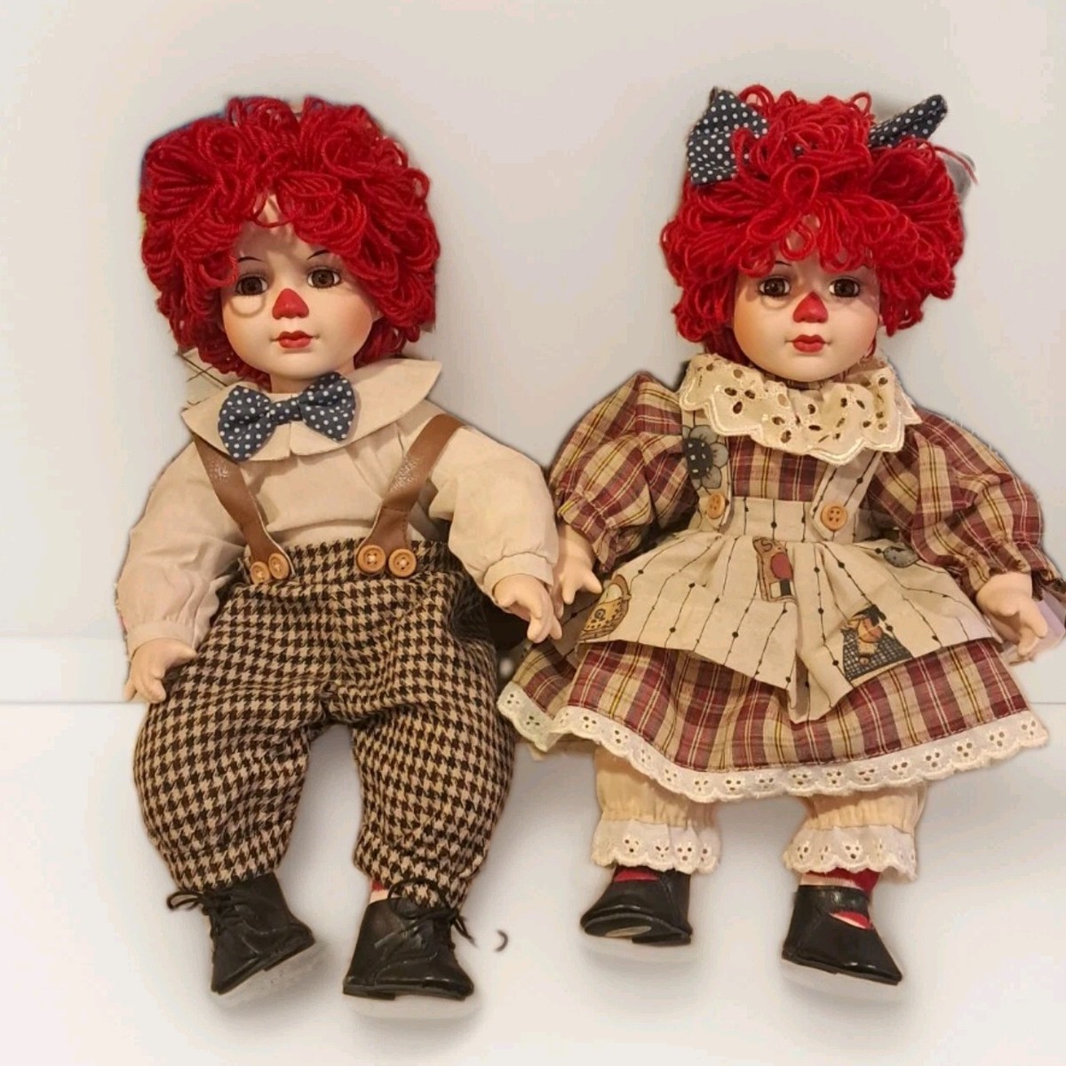 Vintage Raggedy Ann & Andy Porcelain Dolls By SEYMOUR MANN
