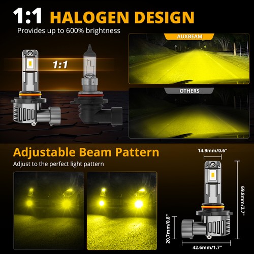 AUXBEAM LED Headlight High Low 6500K+Fog Light 3000K For Cadillac SRX 2010-2016 - Picture 2 of 12