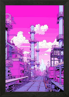 Lofi Pink Retro Framed Wall Art Poster Canvas Print Picture