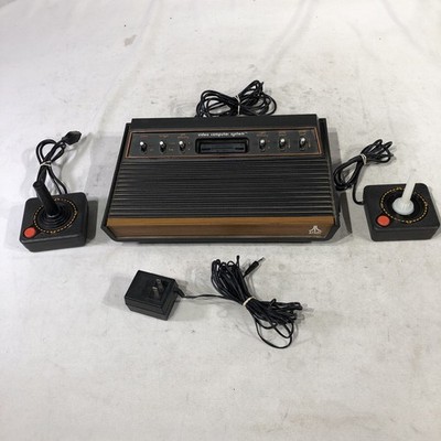 Atari CX 2600 A Wood Grain Front Video Computer System Console w/ 2 Controllers