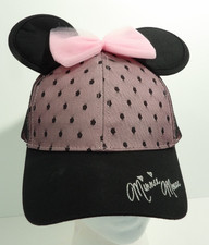 Disney Minnie Mouse Ears Hat Pink Black Women's Adjustable Baseball Cap