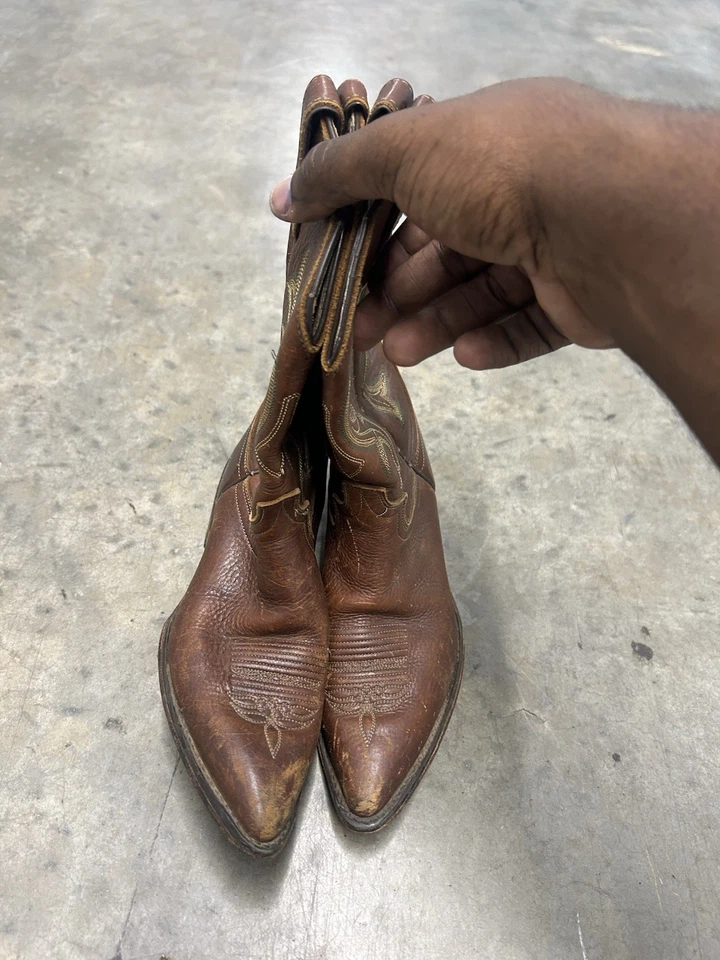 Botas Justin Para Mujer Talla 7 B Marrón con Hilo Púrpura Estilo L4952 Vaquera Western Foto 3 de 4