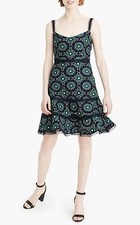 J Crew Graphic Lace A Line Mini Dress Womens 0 Green Crochet Floral Lace Preppy