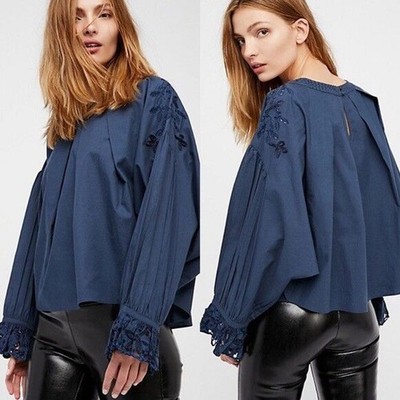 New Free People Wishing Well Dolman Sleeve Embroidered Blouse SMALL $128 Boho