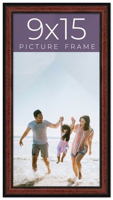 9x15 Frame Executive Brown Round Mahogany Finish Solid Wood Picture Frame | 1.25