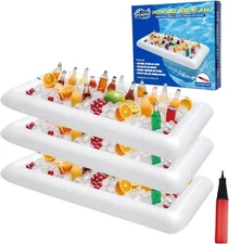 Inflatable Cooler Table 3 Pack Serving Bars Floating Pool White 
