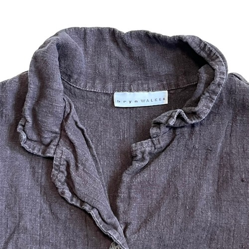 Bryn Walker Women's Sz L Brown Linen Top Button Front Relaxed Danita Jacket - Picture 3 of 12