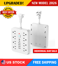 14-in-1 US Power Strip Surge Protector 8 AC Outlets 6 USB Ports 2x Type C Port