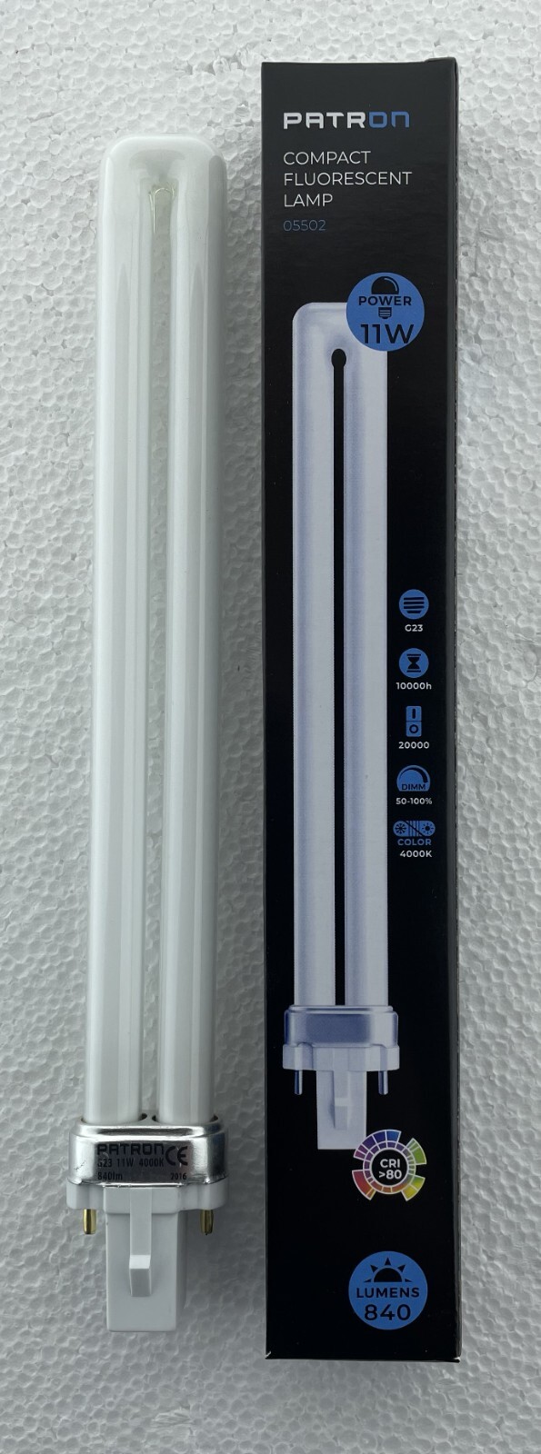 11W 2 pin 840 PLS Dulux-S Biax-S PL-S 11 watt G23 Cool White Patron 05500