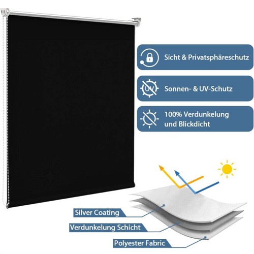 Thermo Rollo Klemm Verdunklungsrollo ohne Bohren Klemmrollo Fenster-rollo Fix - Bild 9 von 15