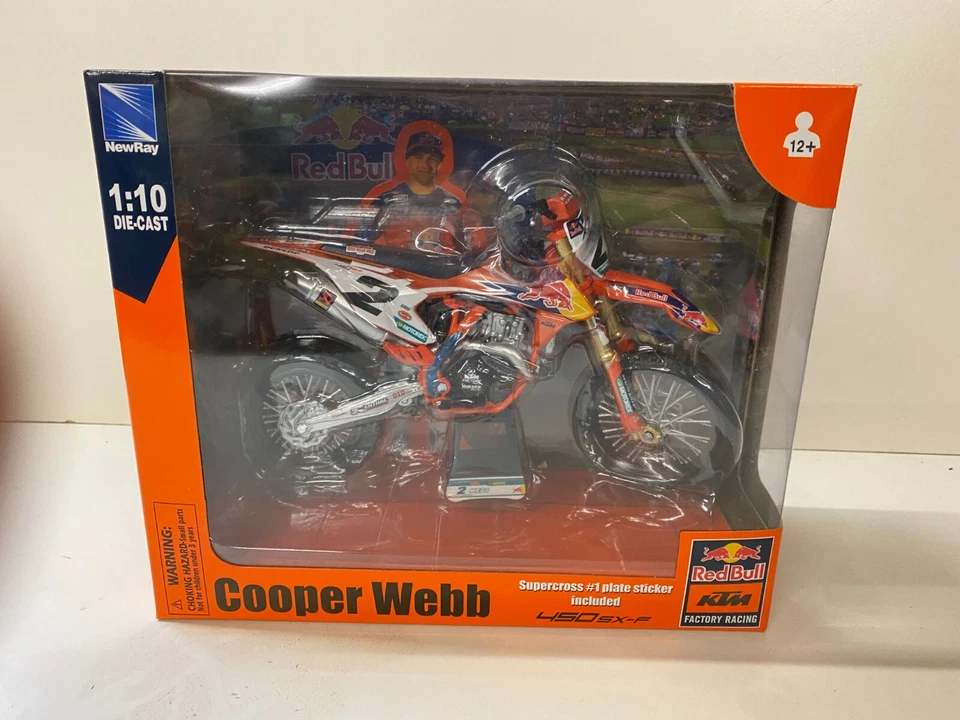 Red Bull KTM 450 SX-F, #2  Cooper Webb, Motocross Motorrad New Ray 1:10 - Bild 4 von 4