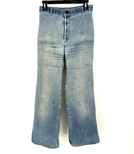 Vintage Levis Jeans Womens 28 Blue Bellbottom 70s Talon Zipper White Patch Flare