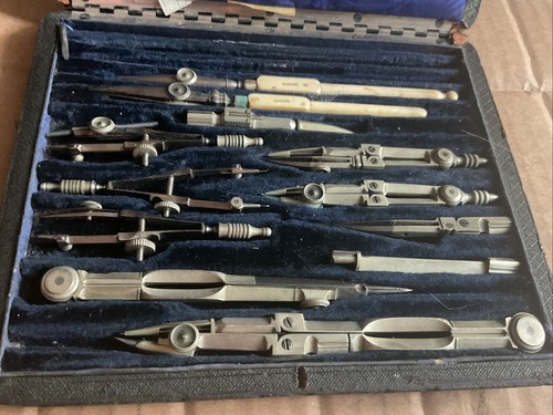 ANTIKES SET ZEICHENINSTRUMENTE BESTÜCKTER KOFFERMACHER W. H. HARLING, LONDON,1889 - Bild 23 von 24