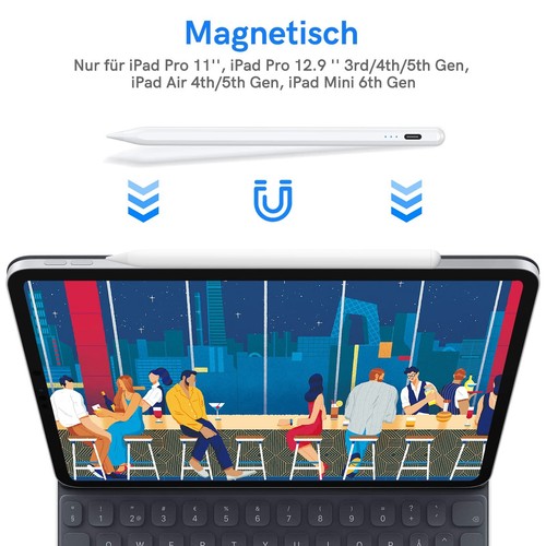 Stylus Pen Stift Magnetisch Pencil für Apple iPad 9/8/7, Air 3/4/5, Mini 5/6 - Bild 8 von 19