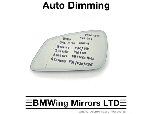 BMW F20 F21 F22 F30 F32 F36 F31 LEFT PASSENGER MIRROR GLASS GENUINE AUTO DIMMING