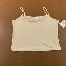Topshop Womens Size 12 Cream Lightweight Scoop Neck Cropped Tank Top NWT