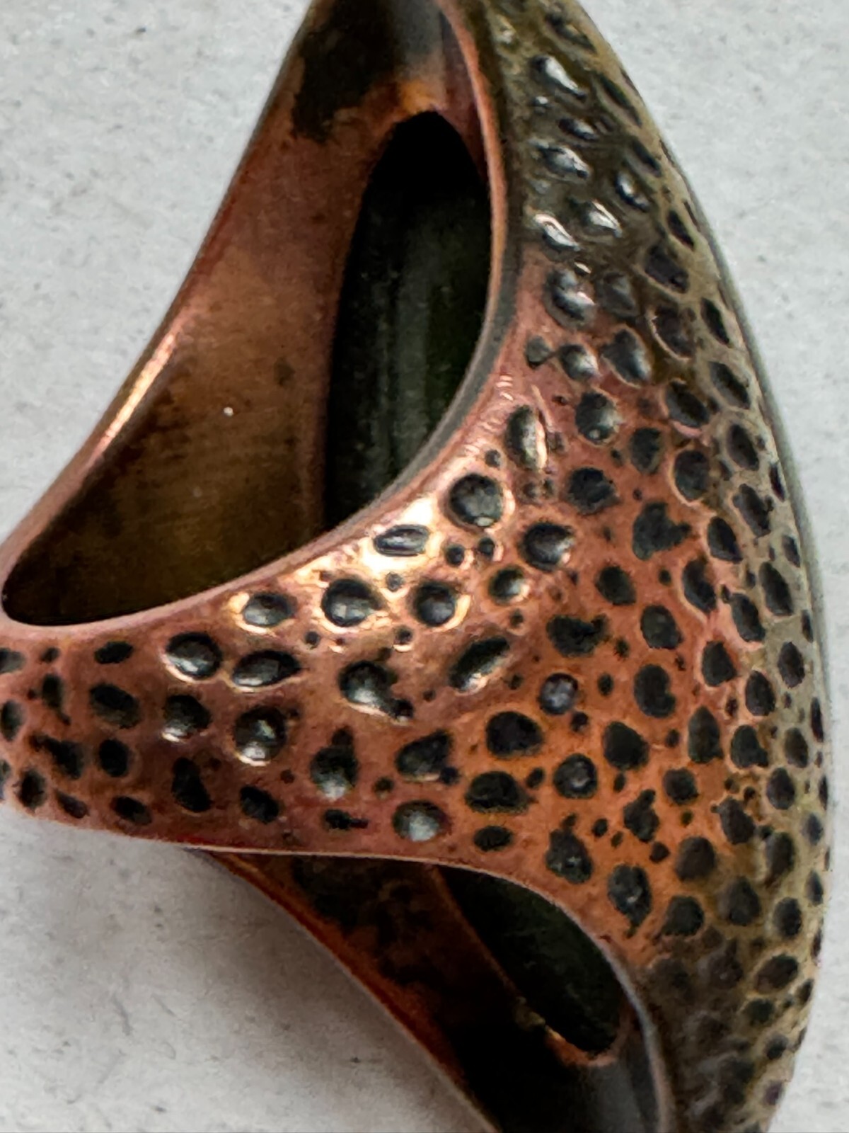 Copper Ring Jade Gemstone Solid 1930s Vintage Art… - image 4