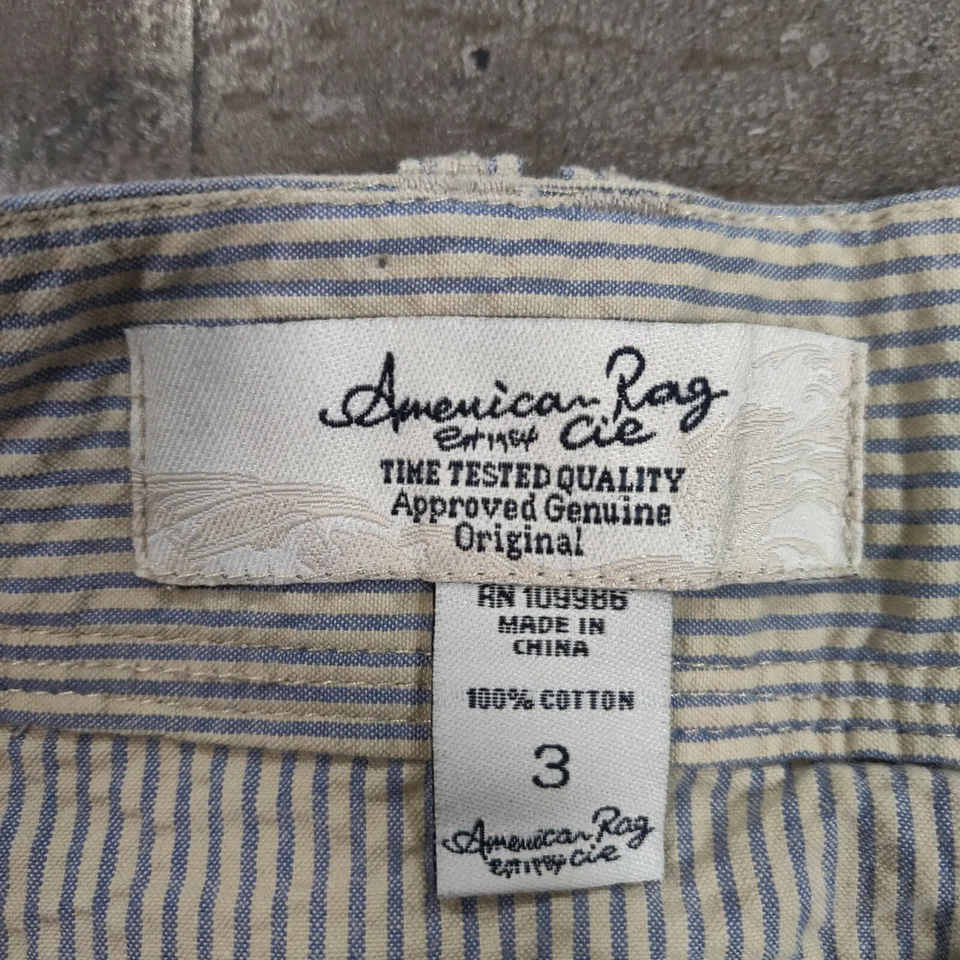 Pantalones Cortos American Rag Cie Para Mujer 3 Beige Azul Novio Tiro Bajo Rayas Informales Foto 3 de 4
