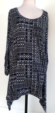 REGATTA Womens Navy Blue/White Geometric Print Stretch Knit Top Size M BNWT