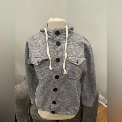 Pd&C Men s Small Collared Hooded Snap-up Jacket Heather Gray