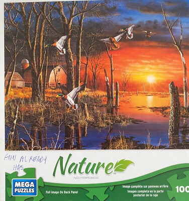 Autumn Visitors COMP 1000 pc puzzle 19x27 Ducks Swamp Nighttime Trees