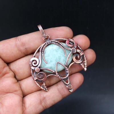 Copper Wire Wrapped Pendant Amazonite Pendant Copper Jewelry Wedding Gift