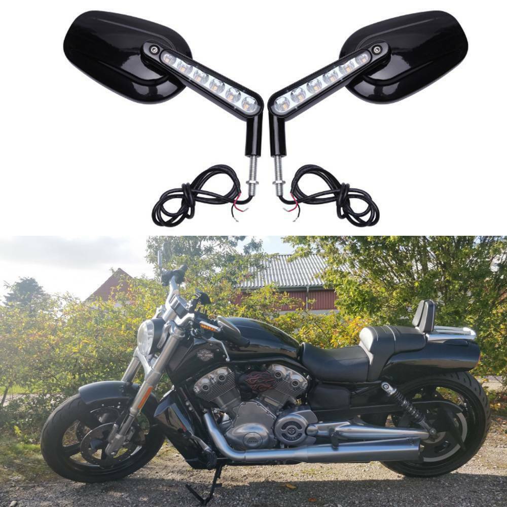 For Harley VROD VROD VRSCF Rear View Mirrors Muscle LED Turn Signals