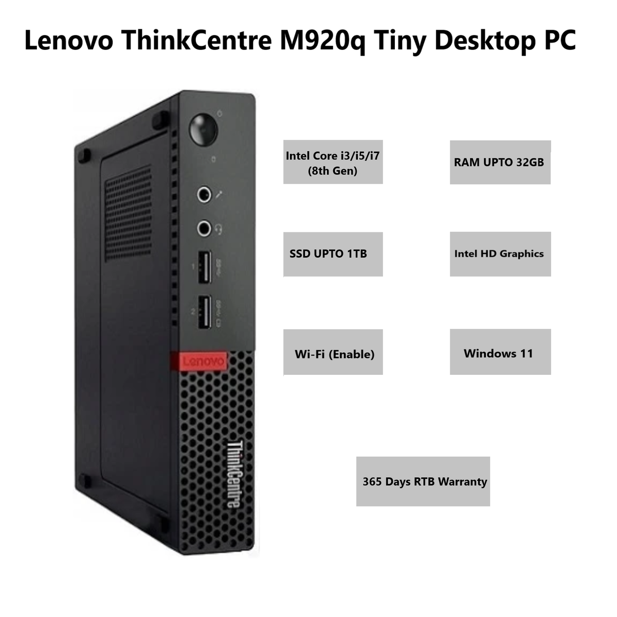 Lenovo ThinkCentre M920q Tiny PC i7- 8th Gen 32GB RAM 2TB SSD Windows 11
