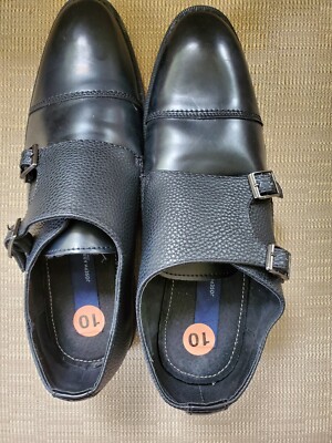 Chaussures Habillées Joseph Abboud Double Monk Strap - Taille US 10 - Cuir Noir - Neufes