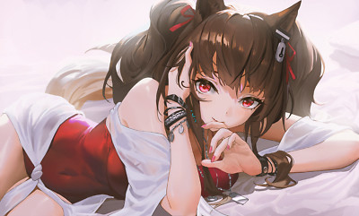 Anime girls angelina fan art arknights kirino ttk red Play Gaming Mat Desk
