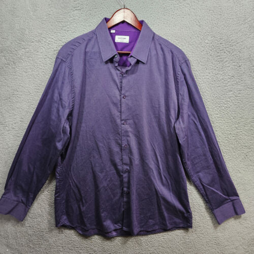 Duchamp London Men XXL Purple Shirt Long Sleeve Geometric Diamond - Afbeelding 1 van 8