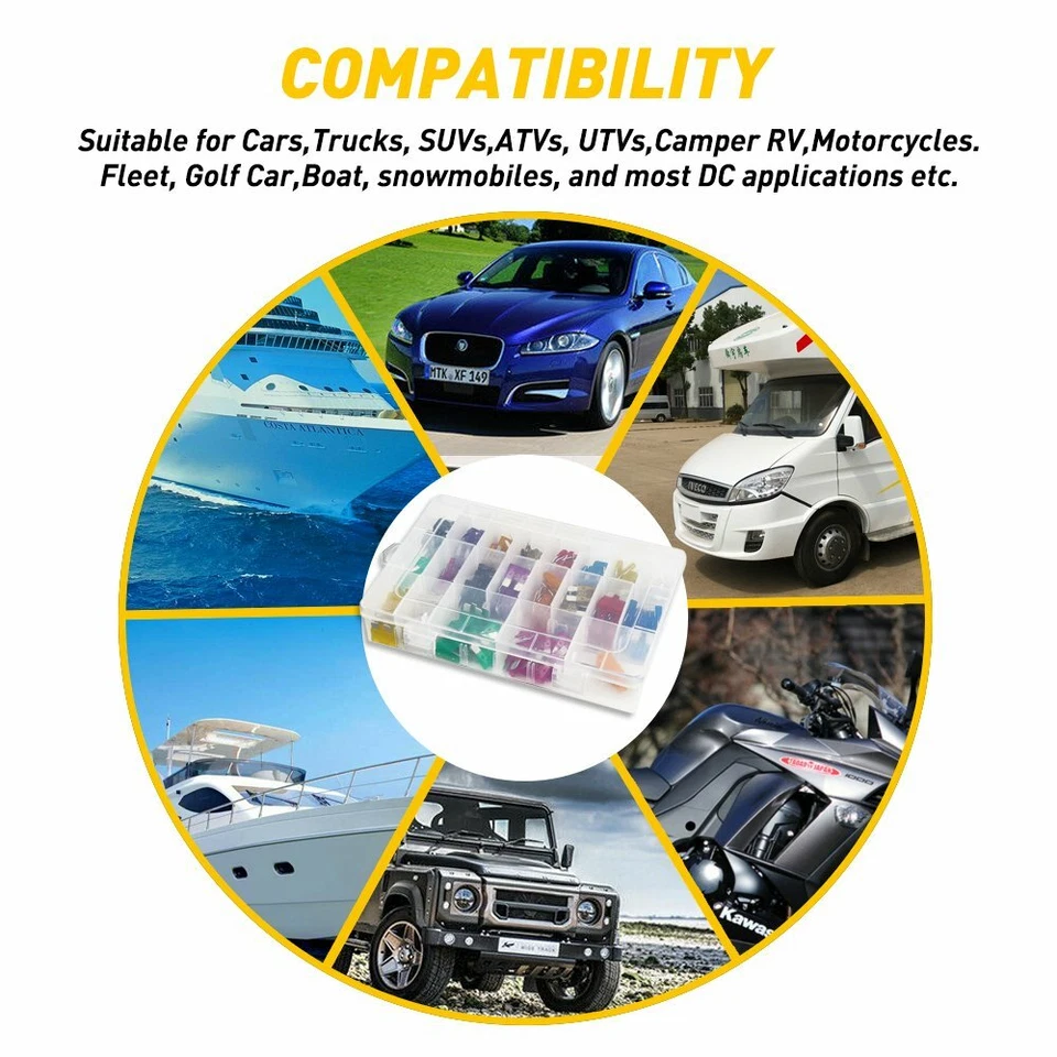 Surtido de fusibles de cuchilla de coche 220 piezas juego de cuchillas auto camión automotriz EOA Foto 3 de 4