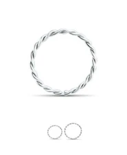 925 Sterling Silver Seamless Continuous Nose Ring Twisted Wire Hoop 22G