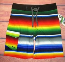 MENS OCEAN CURRENT 4-WAY STRETCH SWIM BOARD SHORTS SIZE 32