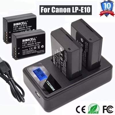 2x LP-E10 Akku & DualLadegerät für Canon EOS 1100D 1300D 1500D 4000D 2000D X50