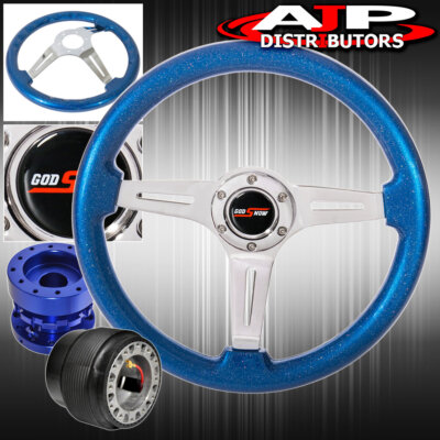 Blue Extender For 89-05 Eclipse + Metallic Ocean Blue Deep Dish Steering Wheel