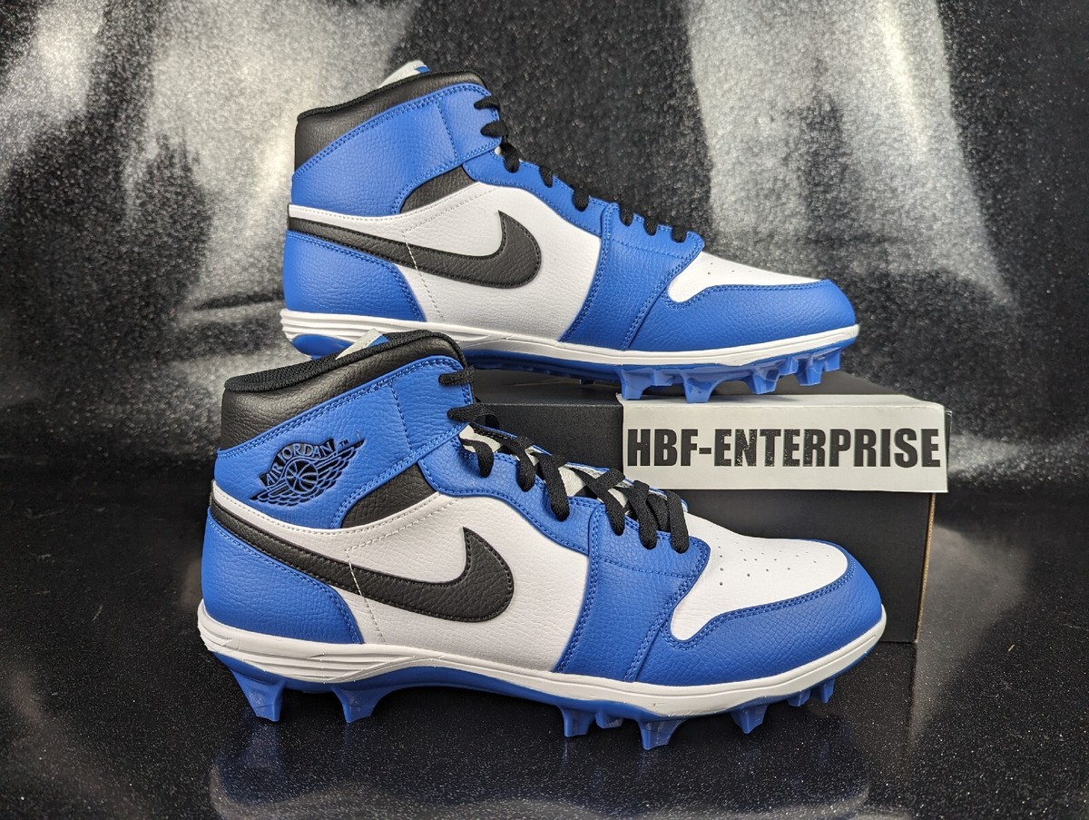 Nike Air Jordan 1 Mid Cleats - Black, White, Royal Blue Jordan Blue Football Cleats for Men for sale - eBay main image 4