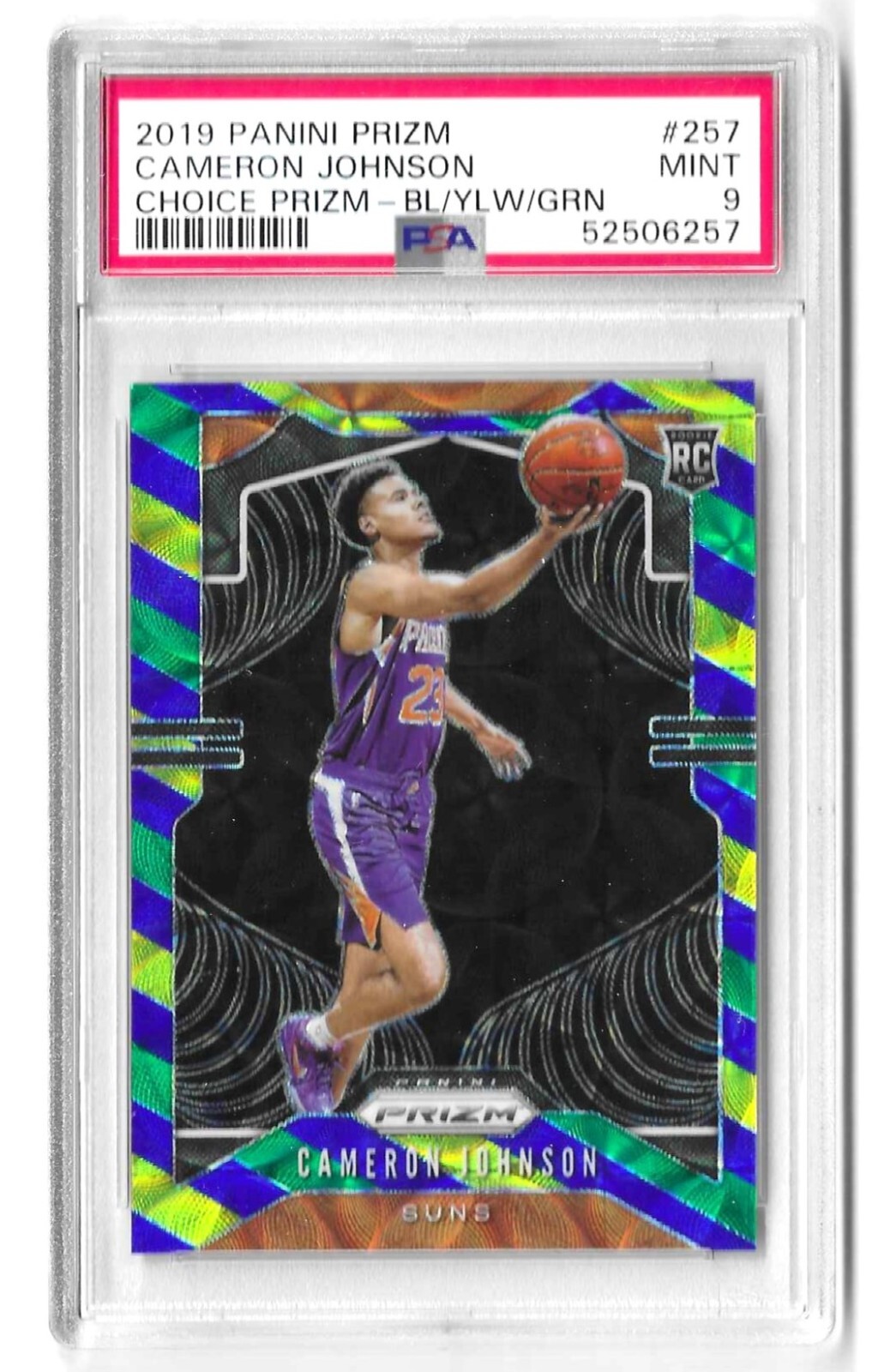 2019-20 Panini Prizm Choice #257 Cameron Johnson Rookie Blue Yellow Green PSA 9