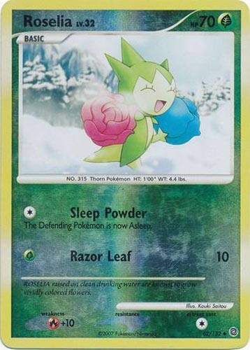 Pokemon Card - Secret Wonders 62/132 - ROSELIA Lv.32 (REVERSE holo-foil) - NM
