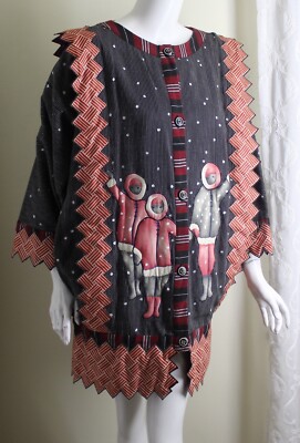 Nancy Love Artisan Art-to-Wear Inuit Eskimo Hand-Made Quilted Jacket Coat S M L