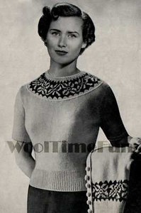 Vintage Knitting Pattern Lady S Fair Isle Cardigan Jumper Twin Set 36 37 Bust Ebay