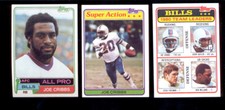 1981 Topps JOE CRIBBS Buffalo Bills Rookie Card + Super Action & Team Card