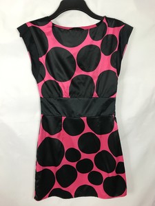 pink dress with black spots