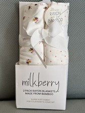 Milkberry Floral And Pink Polka Dots Baby Swaddling Blankets Newborn Bamboo New