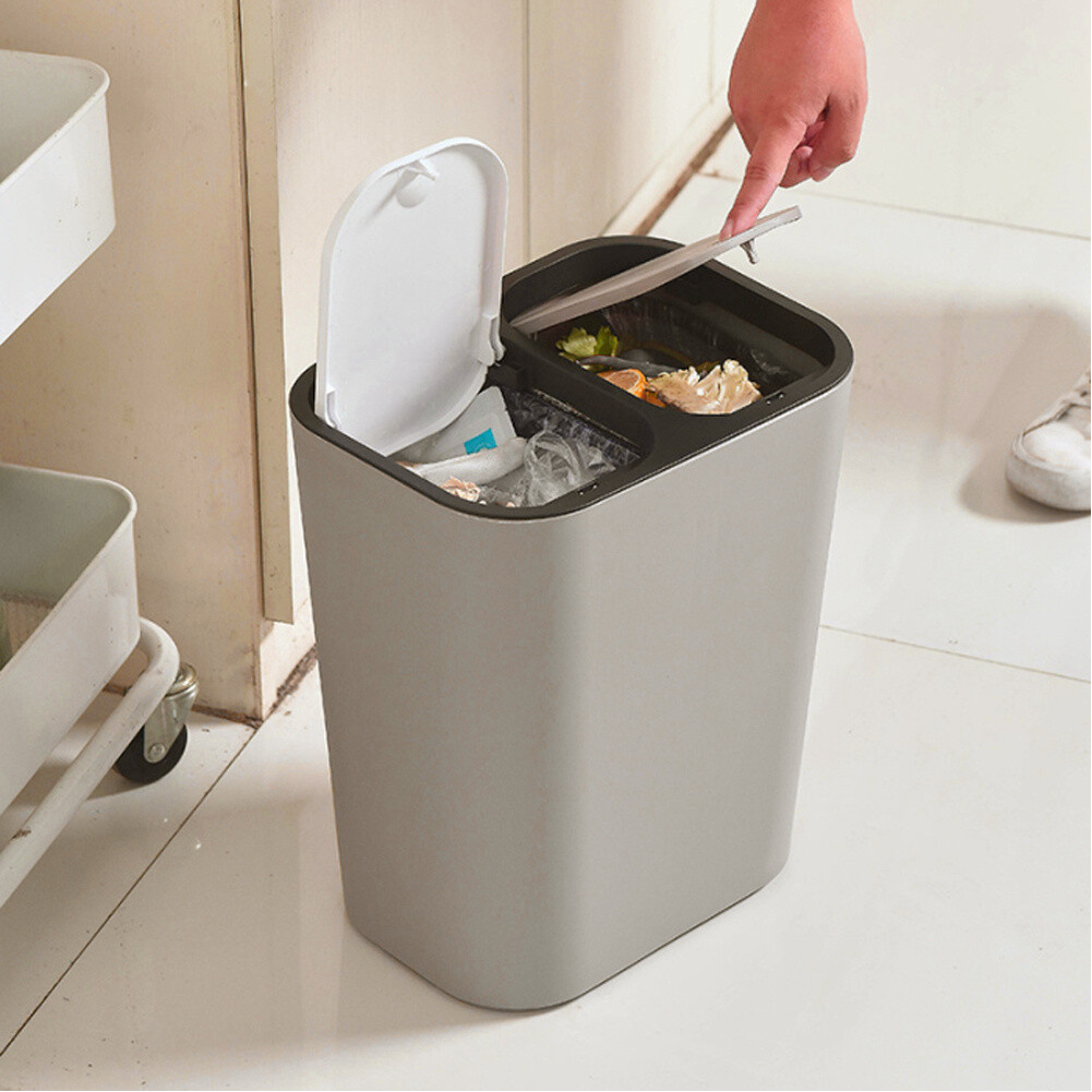 Plastic Recycling Bins Press Top Recycle Dust Waste Pet Food Kitchen