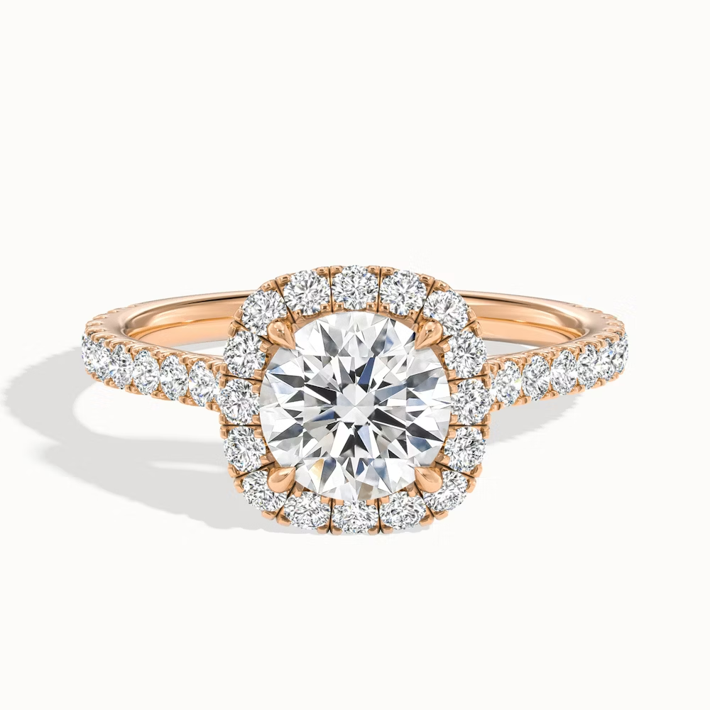 2.50 Carat Lab Grown Diamond Engagement Ring 14k Rose Gold Round Cut IGI GIA Certified-image