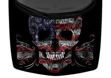 Colorful US Flag Sugar Skull Tribal Car Truck Hood Wrap Vinyl Graphic Decal