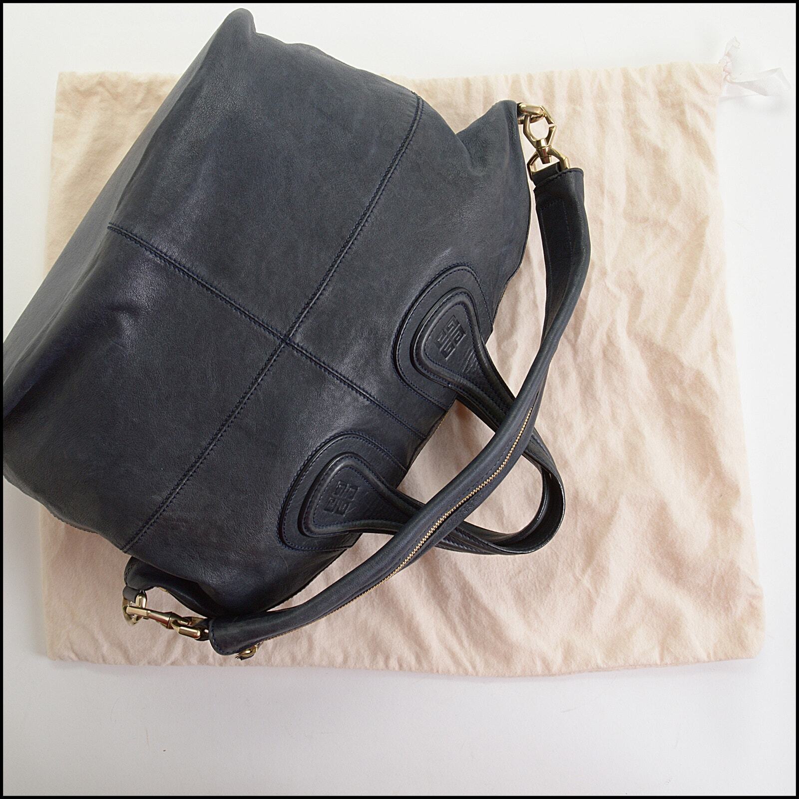 RDC14307 Authentic GIVENCHY Navy Blue Leather Med… - image 7